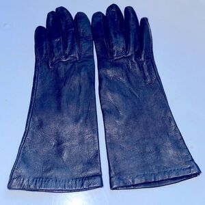 Vintage Aris black nylon lined leather gloves - size 7‎